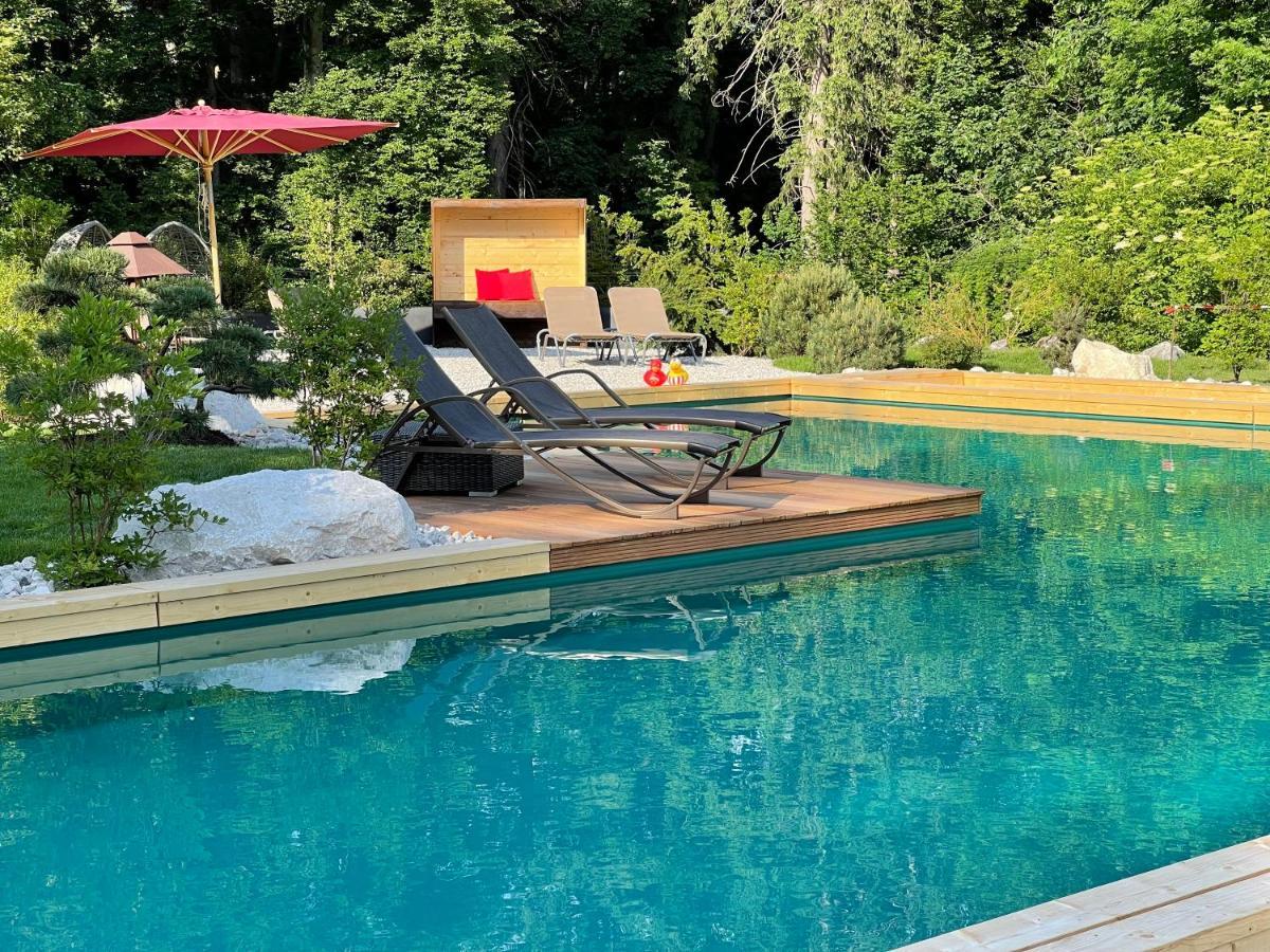 Bayern Resort Hotel - Adults Only - Mit Zugspitzblick - Eibsee-Naehe - Wellnessbereich - Naturpool Im Sommer Grainau Exterior foto