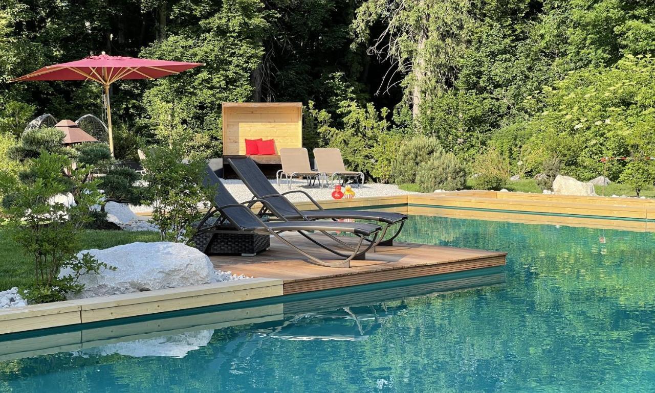 Bayern Resort Hotel - Adults Only - Mit Zugspitzblick - Eibsee-Naehe - Wellnessbereich - Naturpool Im Sommer Grainau Exterior foto